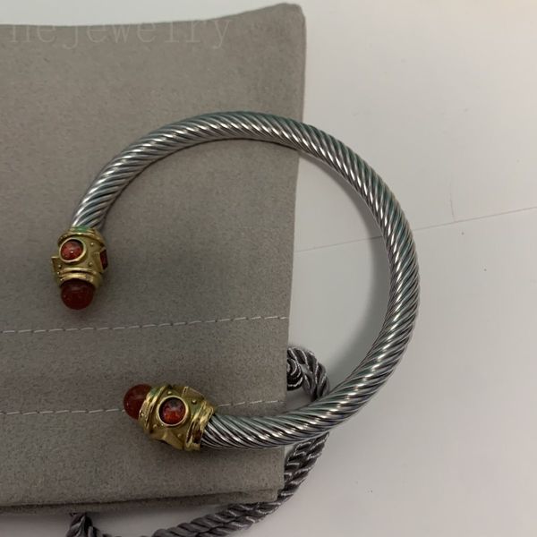 

romantic luxury bracelets red blue gems cable bracelet for women charming fashion twisted helix classic senior plated silver gold mens bangl, Black
