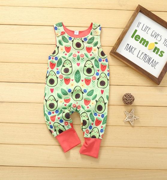 

2020 romper sleeveless baby boys girls cute cotton fashion avocado plant print jumpsuit summer 012 months1721847, White