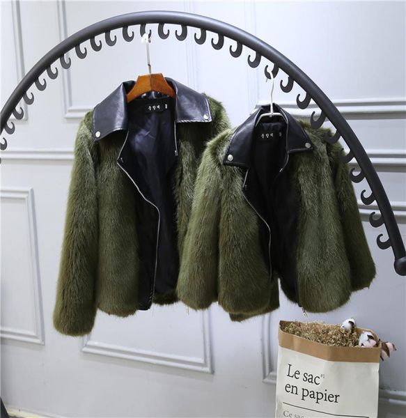 

07t kids fur coat jacket imitation fox artificial fur grass plush leather fake winter baby girl clothes b2878618738, Blue;gray