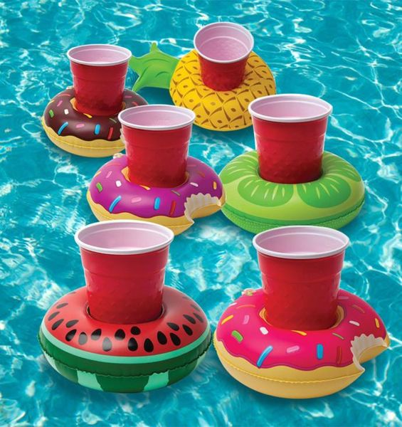 

donut pool drink holder floats pineapple watermelon kiwi floating inflatable cup holders for pool party decorations9773461