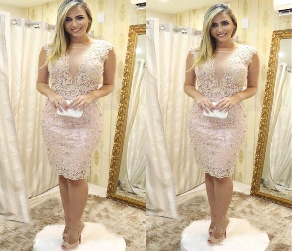 

knee length short mother of the bride dresses sheer deep v neck crystals beaded lace mother of the groom dress evening party gowns6904159, Black;red