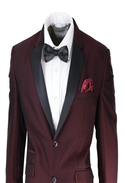 

burgundy mens suit 2 pieces jacket pants two button formal wear groom man suit wedding tuxedos wear3310165, Black;gray