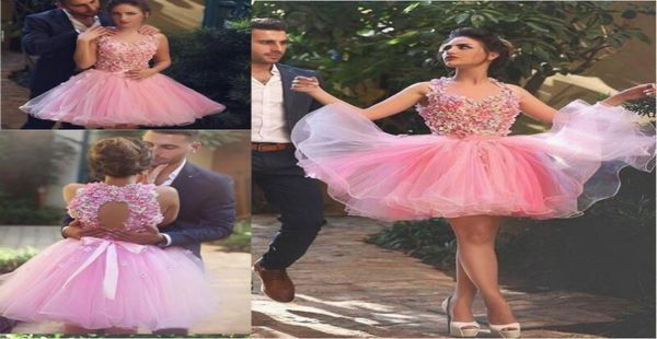 

said mhamad 3d floral applique homecoming dresses 2016 latest baby pink tulle puffy short cocktail dress beaded bow sash gowns5835299, Black