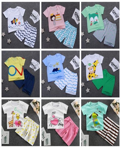

kids designer clothes boys cartoon shirts short pants 2pcs set short sleeve toddler girl outfits summer kids clothing 15 designs d2950053, White