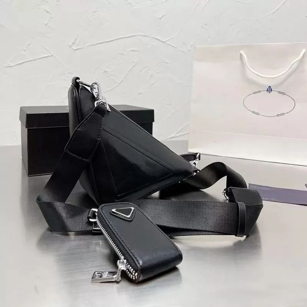 

designer triangles bags shoulder leather pure color purses style two-in-one fashion messengers bag soft leather pockets with wallet dhgate s