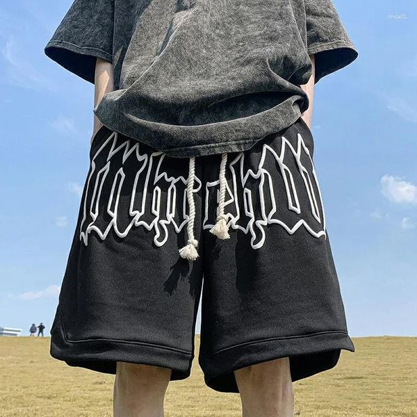 

men's pants men letter foam print shorts y2k 2023 summer casual fashion loose sweatpants gym basketball oversized short streetwear 8xl, Black