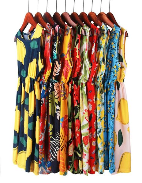 

kids clothes girls floral print dress children flower sleeveless princess beach dress summer fashion boutique baby clothing z25391867685, Red;yellow