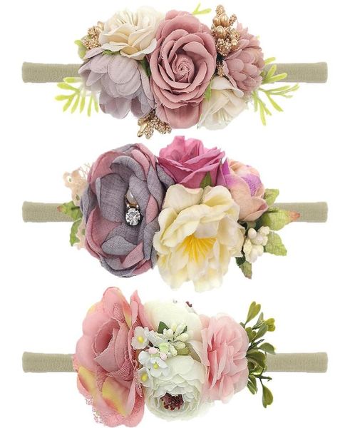 

hair accessories lovely baby headband fake flower nylon bands for kids artificial floral elastic head bands headwear1213463, Slivery;white