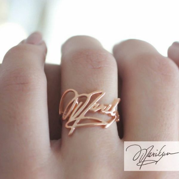 

band rings handmade personalized custom handwritten name picture men for women stainless steel adjustable couple gifts 230704, Silver