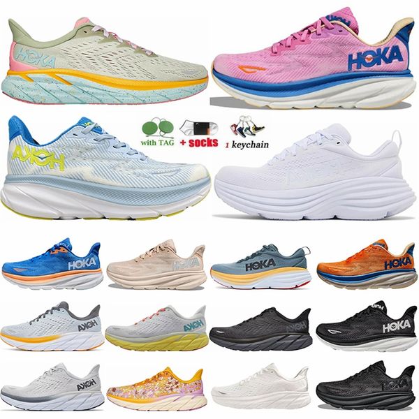

designer hokas running shoes clifton 9 8 bondi bondi8 athletic runners sneakers des chaussures on road training triple black cloud white men