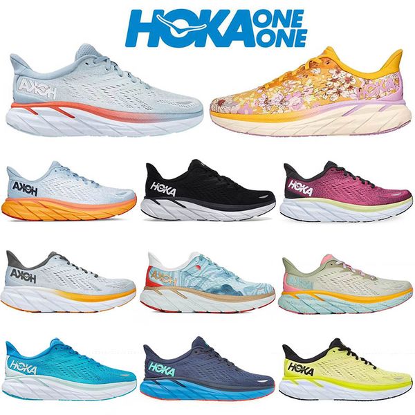 

hoka bondi 8 clifton athletic shoes runner hokas carbon x2 triple black white light orange sports designer men women trainers lifestyle shoc