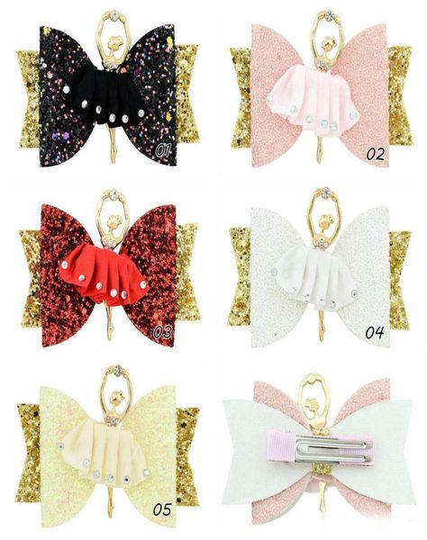 

baby girl barrettes diamonds glitter hair bows cute ballet dancer hair clips for children kids hairpin hair accessories5761993, Slivery;white