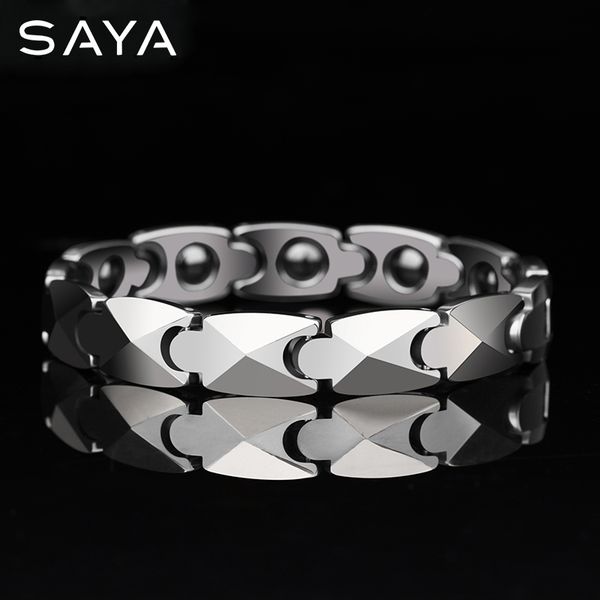 

chain men fashion bracelets high polished tungsten male jewelry personalized with healing magnet customized 230704, Black