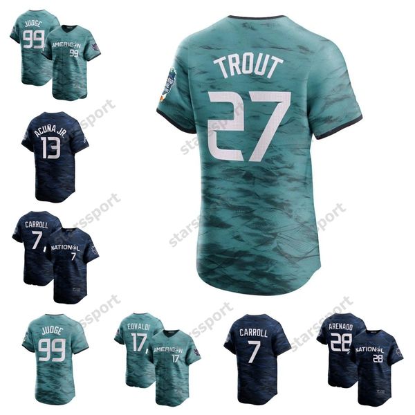 

national american league 2023 all star jersey ronald acuna jr. shohei ohtani aaron judge randy arozarena mike trout freddie an mookie betts, Blue;black
