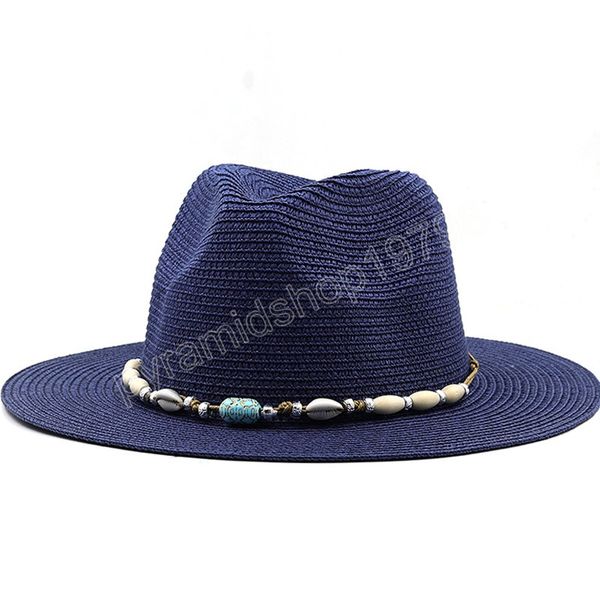 

beach vacation panama jazz hat summer sunscreen handwoven straw sun hat men elegant women casual sunshade gangster cap, Yellow