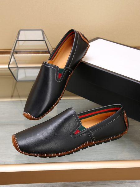 

2023 mens designer dress shoes wedding party genuine leather shoe male brand business slip-on casual loafers size 38-44, Black