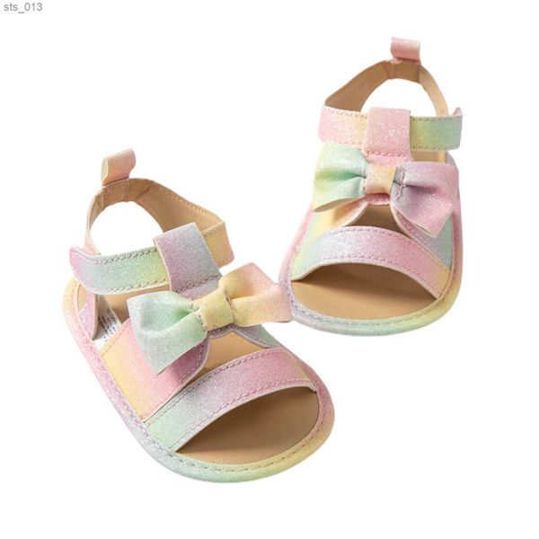 

citgeett summer infant baby girls sandals colorful bowknot soft sole flat shoes indoor outdoor shoes l230518, Black