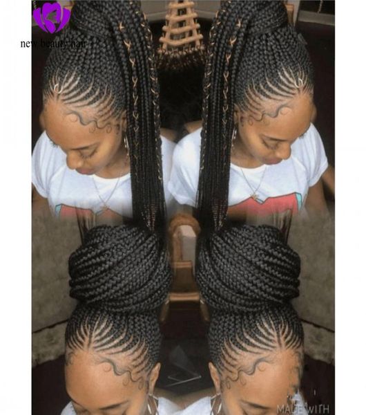 

natural handtied cornrow braids wig black hairstyle box braids synthetic lace front wigs for black women micro braids wig with bab3622097