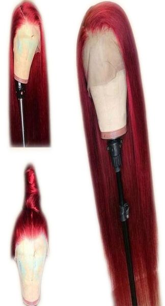 

red color silk straight glueless full lace wigs with baby hair pre plucked remy burgundy human hair wig for women5138926, Black