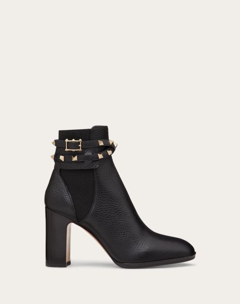 

shoes fashion women boots rockstuds rivet booties black calfskin leather luxury womens ankle boot ladies cool k valentinoly gns ftz