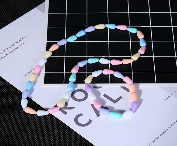

handmade kids girl candy color jewelry acrylic beaded bracelets necklace 2pcs set children birthday party christmas gift9283997, Red;brown