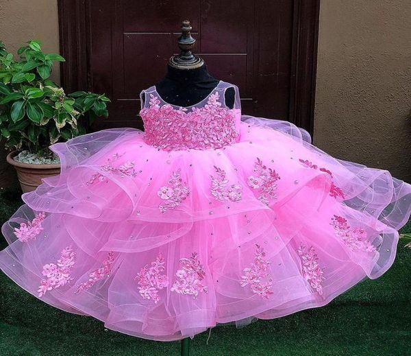 

luxurious pink lace flower girl dresses sheer neck beaded crystals little kids wedding dress first communion pageant gowns birthda5506413, White;blue