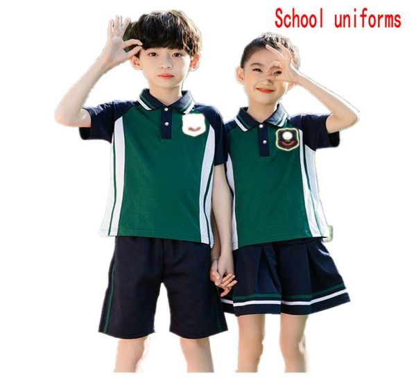 

retail custom kids tracksuit children england boy girl short sleeve 2pcs set primary school uniforms designer clothes clothing set7321579, White