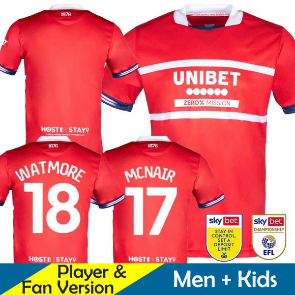 

23 24 middlesbrough soccer jerseys kid kit 2023 2024 home away football shirt player version training maillot foot goalkeeper akpom clarke f, Black;yellow