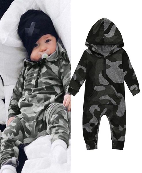 

newborn infant baby boys girls romper overall camouflage print hooded jumpsuit clothes toddler outfits bodysuit4005891, Blue