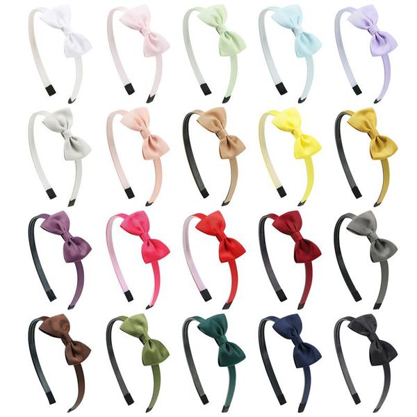 

solid color ribbon handmade cute princess hair bows hair bands baby girls headband kids headwear hair accessories, Slivery;white