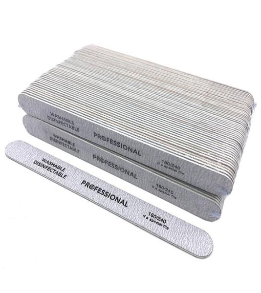 

100 x wooden nail files for manicure 180240 strong thick gray sandpaper nail art buffer sanding file disposable lima tools2158024