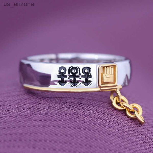 

anime jojo's bizarre adventure rings kujo jotaro cosplay jewelry prop accessories ring metal adjustable gift l230620, Silver
