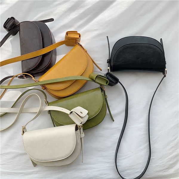 

textured crossbody bag small bag candy color women's shoulder bag niche trend fashionable and versatile shaped saddle bag