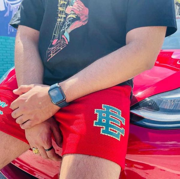 

men's fashion luxury ee shorts basic eric emanuel new york city skyline brand men women running sports quarters casual quick pants loos, White;black