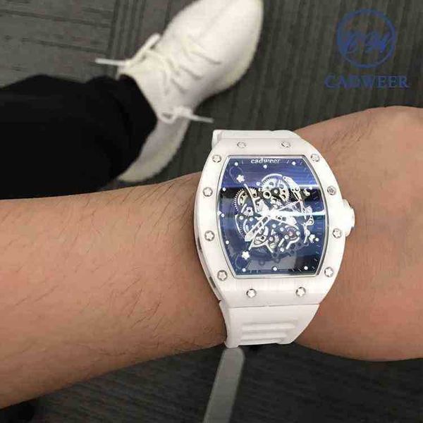 

uxury watch date cw watch milles r white ceramic net red same automatic machine richa rm055 waterproof male, Slivery;brown