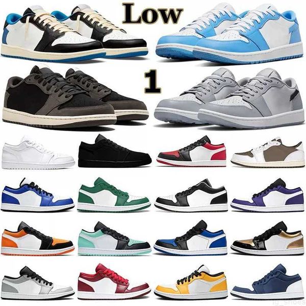 

jumpman 1 low 1s woman man basketball shoes travis reverse dark mocha bleached coral inside out bred toe white camo unc wolf grey mens train