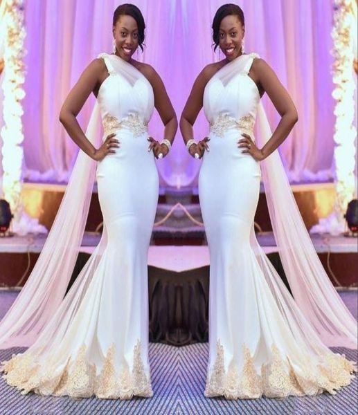 

south african mermaid wedding dresses 2019 new plus size one shoulder bridal gowns champagne lace appliques dubai arabic wedding d6978924, White