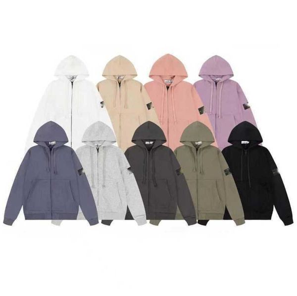 

stone men's sweatshirt designer quality classic models zipper jacket men and women functional wind high street loose hooded casual tida, Black