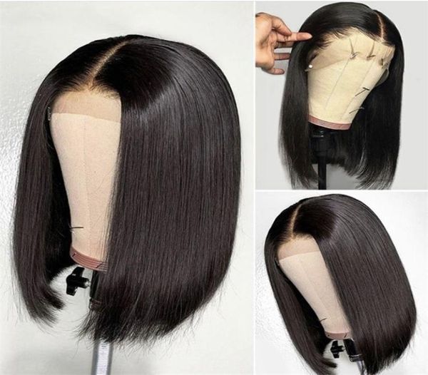 

cut bob wigs pre plucked 360 full lace wig with baby hair smooth straight virgin human hair lace frontal wigs for black women9411051, Black;brown