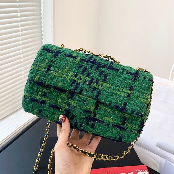 

womens designer single flap tweed cf quilted bags classic medium purse gold metal hardware matelasse chain crossbody shouder designer handba