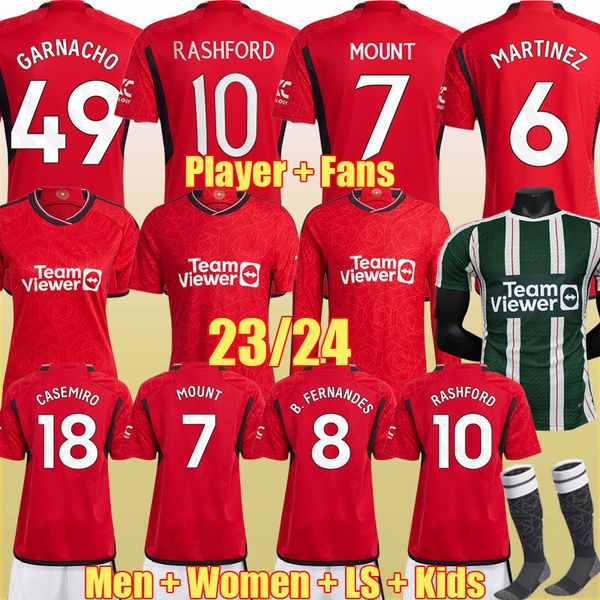 

4xl 23 24 rashford casemiro mount man utd soccer jerseys garnacho martinez 2023 2024 b. fernandes 999 manchesters mans utds football shirt k, Black;yellow