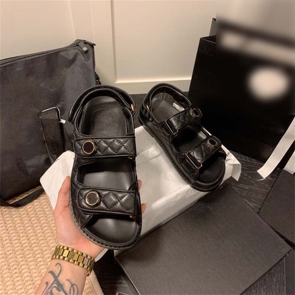 

cowhide sandal candy color flats shoes women's leisure designer outdoor luxury slipper women's flat bottom comfort sand beach sand, Black
