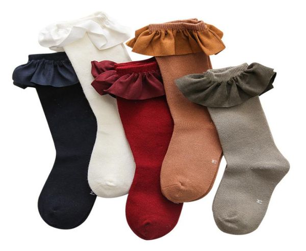

2020 new children lace falbala socks girls cotton knitting princess socks kids 34knee high sock a43214299466, Pink;yellow