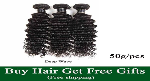 

raw indian virgin hair vendors water wave human hair weaves bundles brazilian peruvian malaysian remy hair extensions deep w4241113, Black