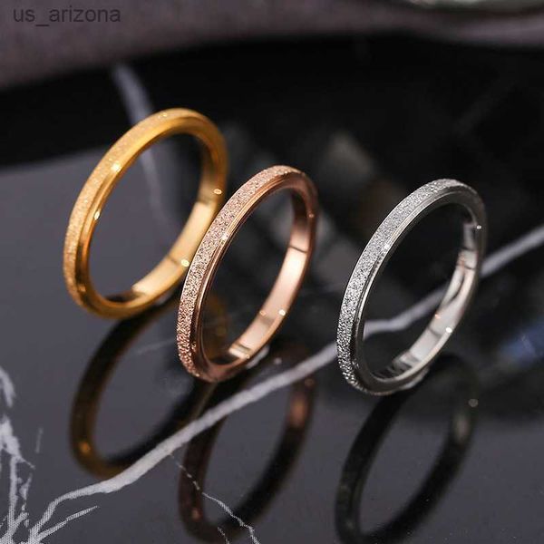 

wholesale high-quality scrub titanium steel rings for women 2 mm width finger rings gift girl fashion party jewelry l230620, Silver