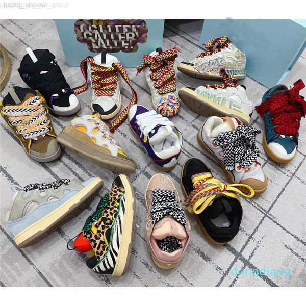 

casual shoes designer sneakers leather curb sneaker nappa calfskin men women collage trainers net yarn round shoe shape padded curved metal