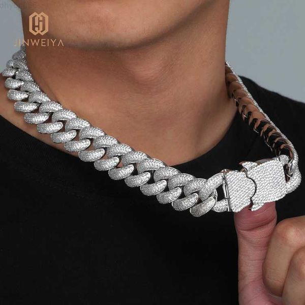 

jwy hiphop brass 20mm cuban link chain ice out gold silver brass chain for men