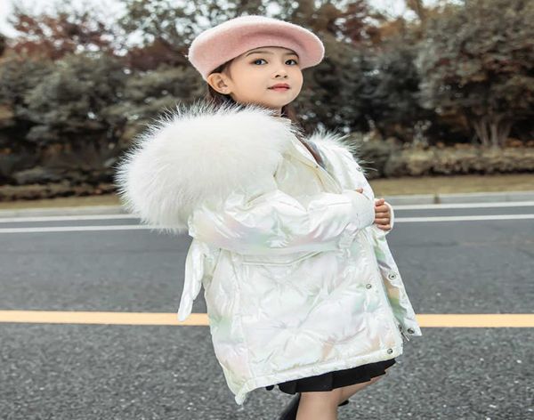 

down coat 2022 girl winter jacket faux fur waterproof shiny angel wings toddler 18 years infant parka snowsuit y22106018787, Blue;gray