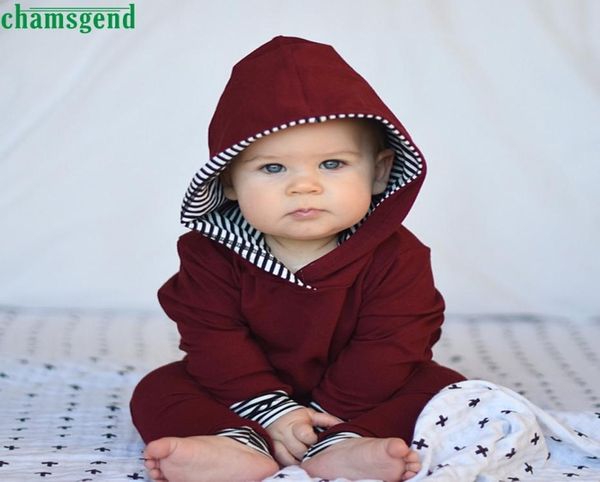 

chamsgend fashion 2pcs toddler infant baby boy girl cotton full striped hooded pants outfits clothes set ag2 p30 j1905242991055, White