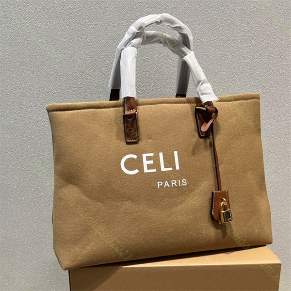 

fashion tote bag canvas letter printing shopping bag designer tote with lock handbags women's underarm cross body shoulder bag high cap